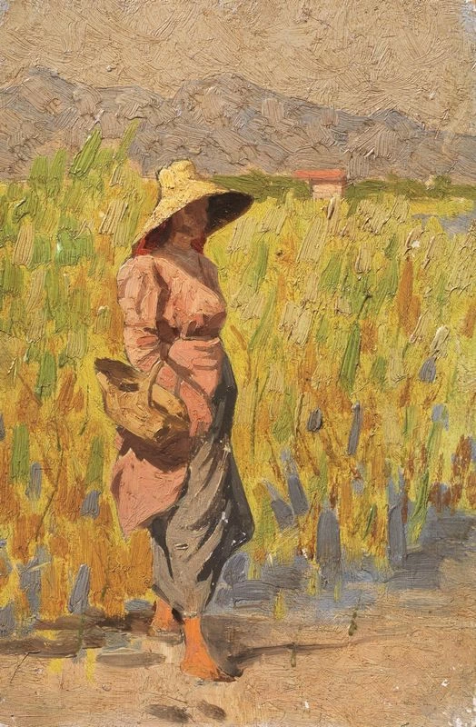 Angiolo - Contadina con cappello di paglia